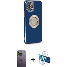 Cepte Toptan iPhone 12 Pro Iz Form Serisi - Siyah 3D Antistatik Seramik Nano Ekran Koruyucu + Yeşil Neon Fosforlu Kamera Lens