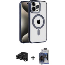 Cepte Toptan iPhone 15 Pro Max Eksen Form Koleksiyonu - Siyah Vanessa Magic Cam + Siyah Raze Metal Kamera Lens