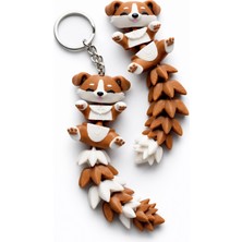 Yapı3D Sevimli Esnek Köpek Anahtarlık – Hareketli Fidget Tasarım 2'li