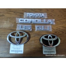 Restinal Toyota Corolla AE101 Kasa (1992-1997) Ön ve Arka Arma Logo Amblem Seti Komple Takım