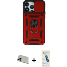 Cepte Toptan iPhone 13 Pro Max Ahenk Klasik - Şeffaf Pasifik Cam Ekran Koruyucu + Mor Rainbow Kamera Lens Koruma Cam