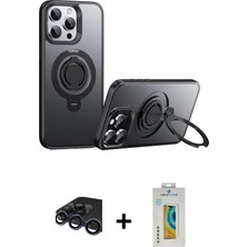 Cepte Toptan iPhone 15 Pro Max Zirve Çizgi Prime - Siyah Polymer Nano Ekran Koruyucu + Lacivert Raze Metal Kamera Lens