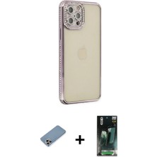 Cepte Toptan iPhone 12 Pro Yörünge Koleksiyonu - Şeffaf 360 Full Body Arka Koruyucu + Gökkuşağı Shine Kamera Lens Koruma Cam