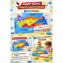 Eneci 15 Parça Türkiye Haritası Ahşap Yapboz Eğitici Beceri Oyuncak