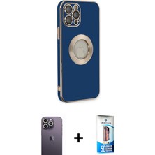 Cepte Toptan iPhone 12 Pro Max Iz Form Serisi - Siyah 5d Eko Cam Ekran Koruyucu + Beyaz Neon Fosforlu Kamera Lens