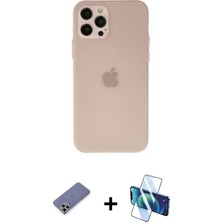 iPhone 12 Pro Max Atlas Minimal Prime - Siyah 3D Antistatik Seramik Nano Ekran Koruyucu + Gold Metal Kamera Lens Koruma Cam