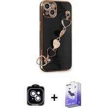 Cepte Toptan iPhone 14 Nova Işık Prime - Siyah Bilvis 5in1 5d Magic Hayalet Cam Ekran Koruyucu + Mavi Pvd Metal Kamera Lens