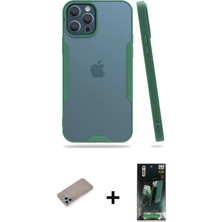 Cepte Toptan iPhone 12 Pro Max Atlas Asil Serisi - Siyah 360 Mat Full Body Arka Koruyucu + Sierra Blue Shine Kamera Lens Koruma Cam