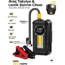 Deanb 8000MAH 1000A Akü Takviyeli Kompresör 150 Psı Çift Dijital Ekran LED Fenerli Hava Pompası