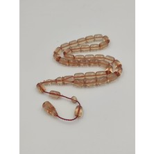 Altuntaş Aksesuar Usta Işcilikli Şeffaf Beyaz Ateş Kehribar Tesbih 8 * 12 mm  Kapsul Kesim Takımlı Sistemli