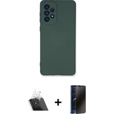 Cepte Toptan Galaxy A53 5g Ahenk Serisi - Siyah 3D Antistatik Hayalet Cam Ekran Koruyucu + Şeffaf Kamera Lens Koruma Cam