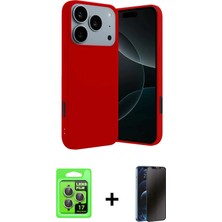 Cepte Toptan iPhone 17 Pro Kozmos Yansıma Özel Seri - Siyah 3D Antistatik Hayalet Cam Ekran Koruyucu + Gri Raze Metal Kamera Lens