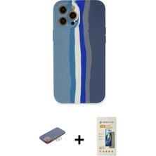 Cepte Toptan iPhone 12 Pro Yadigar Çizgi - Siyah 6d Mat Seramik Hayalet Nano Ekran Koruyucu + Turuncu Renkli Kamera Lens Koruma Cam