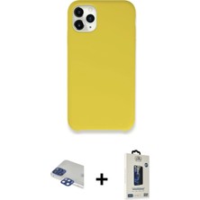 Cepte Toptan iPhone 11 Pro Max Zirve Modern Özel Seri - Siyah Bilvis Hayalet Cam Ekran Koruyucu + Lacivert Pers Alüminyum Kamera Lens