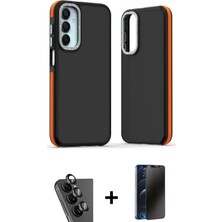 Cepte Toptan Galaxy A25 5g Eksen Işık - Siyah 3D Antistatik Hayalet Cam Ekran Koruyucu + Siyah Valdez Metal Kamera Lens