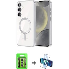 Cepte Toptan Galaxy A15 4g Nova Işık Özel Seri - Siyah 3D Antistatik Seramik Nano Ekran Koruyucu + Gümüş Raze Metal Kamera Lens