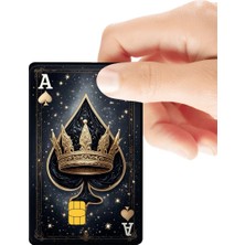 Huggy Craft Maça Ası Tacı - Krallık ve Mutlak Güç Temalı Parlak Kredi/banka Kart Kaplama Sticker