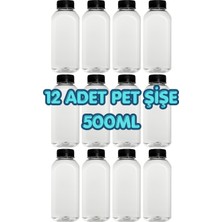 250ML Pet Yuvarlak Şişe ve Siyah Kapak( 12 Adet)