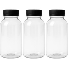 250ML Pet Yuvarlak Şişe ve Siyah Kapak( 12 Adet)