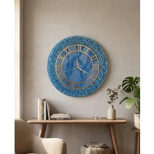 Af Epoxyart Duvar Saati - 35CM - Modern Dekoratif Duvar Saati - Epoksi Duvar Saati - El Yapımı Duvar Saati -Mavi