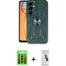 Cepte Toptan Galaxy A15 4g Nova Yansıma Prime - Şeffaf Pasifik Cam Ekran Koruyucu + Siyah Raze Metal Kamera Lens