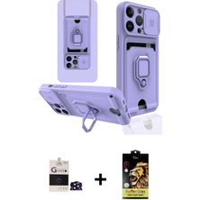 iPhone 14 Pro Max Vadi Form Prime - Siyah Buffer Cam Ekran Koruyucu + Derin Mor Bilvis Titan Kamera Lens