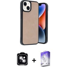 iPhone 14 Kıvılcım Işık Serisi - Siyah Bilvis 5in1 3D Magic Cam Ekran Koruyucu + Gümüş Pvd Metal Kamera Lens