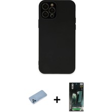 Cepte Toptan iPhone 12 Pro Çekirdek Modern Serisi - Şeffaf 360 Full Body Arka Koruyucu + Mavi Shine Kamera Lens Koruma Cam