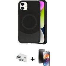 Cepte Toptan iPhone 11 Ufuk Serisi - Siyah 3D Antistatik Mat Seramik Nano Ekran Koruyucu + Yeşil Pers Alüminyum Kamera Lens