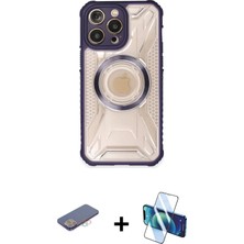 Cepte Toptan iPhone 13 Pro Max Kutup Modern - Siyah 3D Antistatik Cam Ekran Koruyucu + Pembe Renkli Kamera Lens Koruma Cam