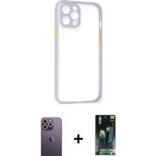 iPhone 12 Pro Max Nova Asil Özel Seri - Şeffaf 360 Full Body Arka Koruyucu + Beyaz Neon Fosforlu Kamera Lens