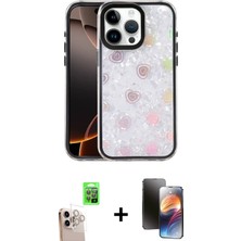 Cepte Toptan iPhone 16 Pro Max Odak Prime - Siyah 3D Antistatik Mat Seramik Nano Ekran Koruyucu + Natural Grey Raze Metal Kamera Lens