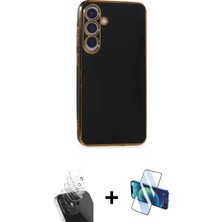 Cepte Toptan Galaxy S24 Plus Yankı Serisi - Siyah 3D Antistatik Cam Ekran Koruyucu + Şeffaf Kamera Lens Koruma Cam