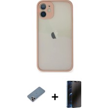 Cepte Toptan iPhone 11 Pro Max Ahenk Çizgi Serisi - Siyah 3D Antistatik Hayalet Cam Ekran Koruyucu + Mor Metal Kamera Lens Koruma Cam