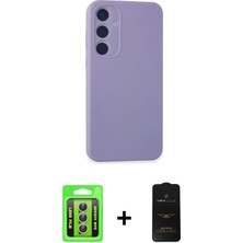 Cepte Toptan Galaxy A35 5g Kozmos Yansıma Özel Seri - Siyah 6d Antistatik Mat Seramik Hayalet Nano Ekran Koruyucu + Gümüş Raze Metal Kamera Lens