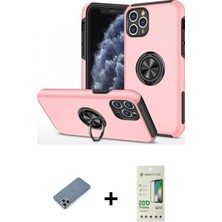 Cepte Toptan iPhone 11 Pro Max Odak Form Prime - Siyah 20D Premium Cam Ekran Koruyucu + Gümüş Metal Kamera Lens Koruma Cam