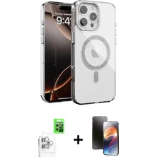 Cepte Toptan iPhone 16 Pro Max Atlas Doku Özel Seri - Siyah 3D Antistatik Mat Seramik Nano Ekran Koruyucu + Beyaz Raze Metal Kamera Lens