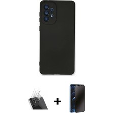Cepte Toptan Galaxy A53 5g Ahenk Serisi - Siyah 3D Antistatik Hayalet Cam Ekran Koruyucu + Şeffaf Kamera Lens Koruma Cam