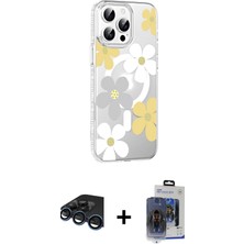 Cepte Toptan iPhone 15 Pro Max Yörünge Işık Prime - Siyah Vanessa Magic Cam + Lacivert Raze Metal Kamera Lens