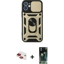 Cepte Toptan iPhone 11 Ahenk Klasik - Şeffaf 360 Full Body Arka Koruyucu + Kırmızı Pers Alüminyum Kamera Lens