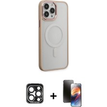 Cepte Toptan iPhone 15 Pro Max Yankı Işık Özel Seri - Siyah 3D Antistatik Mat Seramik Nano Ekran Koruyucu + Lacivert Pvd Metal Kamera Lens