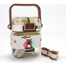 Buğz Kapibara (Capybara) Desenli Çift Bölmeli Pipetli Çocuk Matarası ALK4650