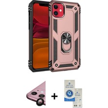 Cepte Toptan iPhone 11 Ahenk Klasik Koleksiyonu - Şeffaf Royal Nano Ekran Koruyucu + Siyah Raze Metal Kamera Lens