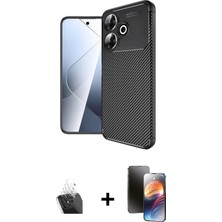 Cepte Toptan Redmi 13 4g Eksen Form Prime - Siyah 3D Antistatik Mat Seramik Nano Ekran Koruyucu + Şeffaf Kamera Lens Koruma Cam