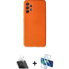 Cepte Toptan Galaxy A52 Ahenk Serisi - Siyah 3D Antistatik Cam Ekran Koruyucu + Şeffaf Kamera Lens Koruma Cam