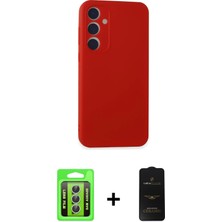 Galaxy A35 5g Kozmos Yansıma Özel Seri - Siyah 6d Antistatik Mat Seramik Hayalet Nano Ekran Koruyucu + Gümüş Raze Metal Kamera Lens