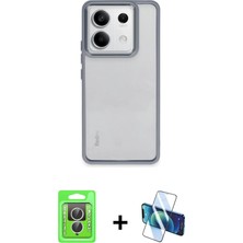 Redmi Note 13 Pro 4g Nova Işık Serisi - Siyah 3D Antistatik Seramik Nano Ekran Koruyucu + Gümüş Raze Metal Kamera Lens