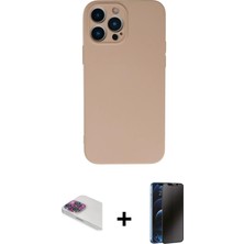 Cepte Toptan iPhone 13 Pro Max Ahenk Serisi - Siyah 3D Antistatik Hayalet Cam Ekran Koruyucu + Gökkuşağı Pers Alüminyum Kamera Lens