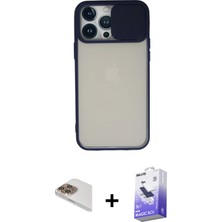 iPhone 13 Pro Max Vadi Çizgi - Siyah Bilvis 5in1 5d Magic Hayalet Cam Ekran Koruyucu + Gold Pers Alüminyum Kamera Lens