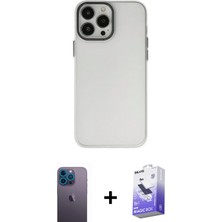 Cepte Toptan iPhone 13 Pro Max Ahenk Çizgi Prime - Siyah Bilvis 5in1 5d Magic Hayalet Cam Ekran Koruyucu + Mavi Neon Fosforlu Kamera Lens